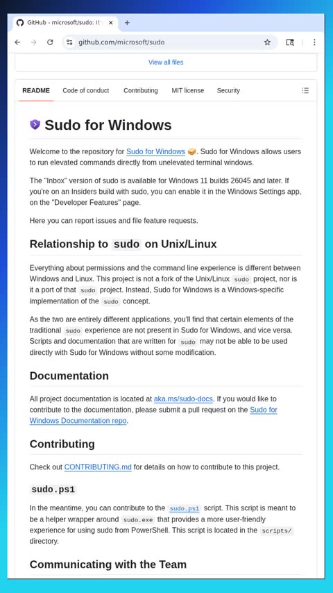 Video preview for microsoft/sudo