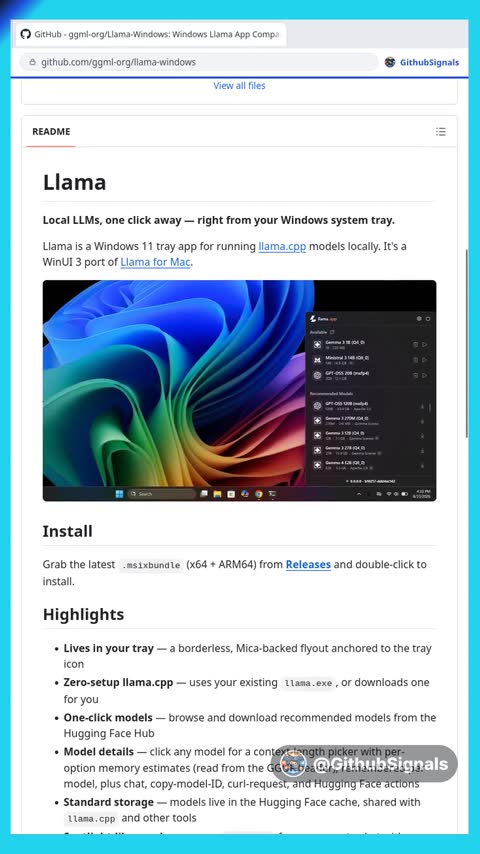 Video preview for ggml-org/llama-windows