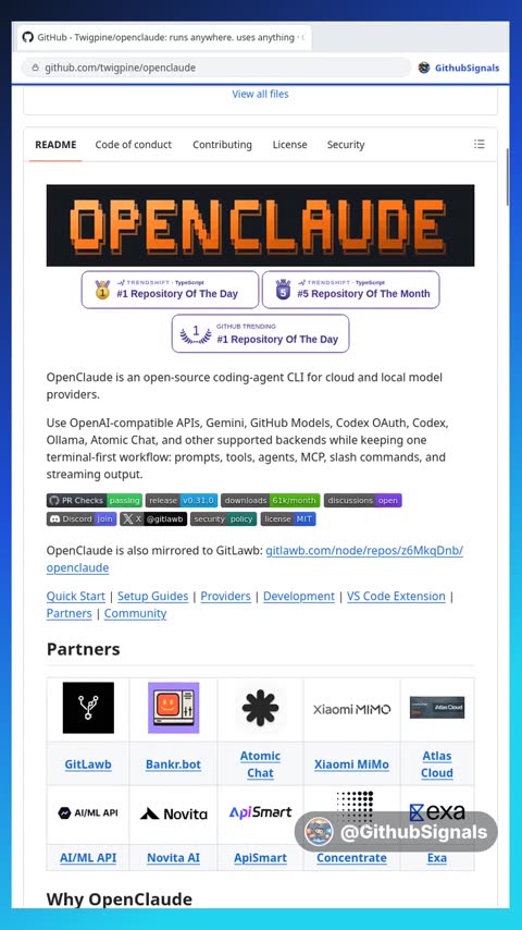 Video preview for twigpine/openclaude