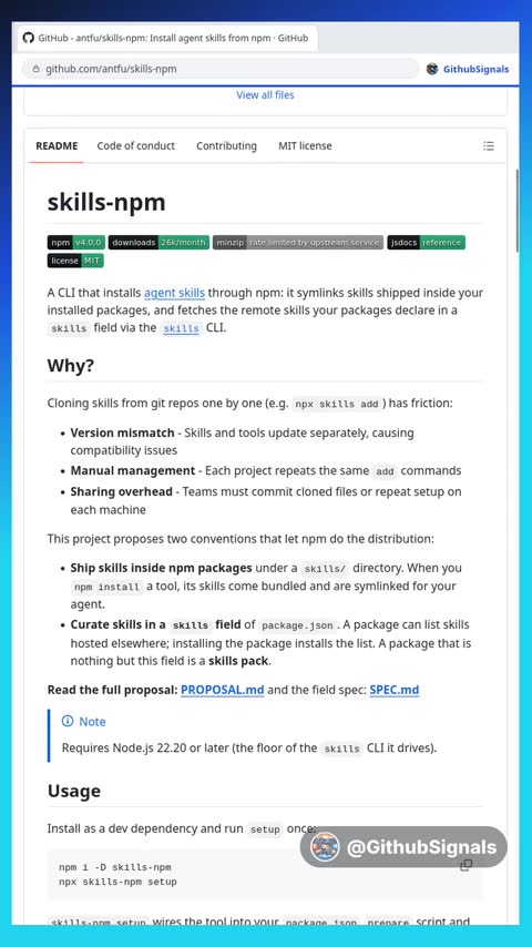 Video preview for antfu/skills-npm
