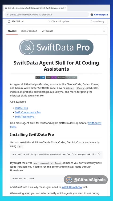 Video preview for twostraws/swiftdata-agent-skill