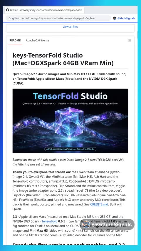 Video preview for drowzeys/keys-tensorfold-studio-mac-dgxspark-64gb-vram-min
