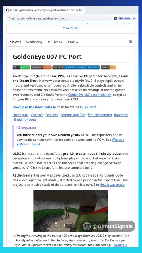 Video preview for jkdansereau/goldeneye-pc-port