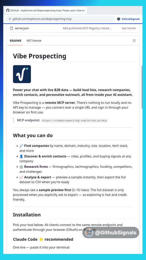Video preview for explorium-ai/vibeprospecting-mcp