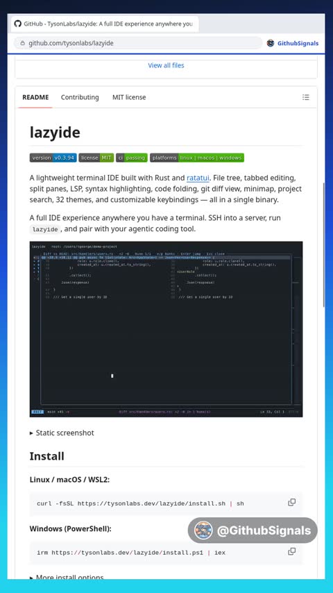 Video preview for tysonlabs/lazyide