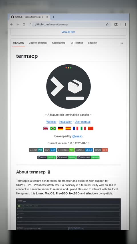 Video preview for veeso/termscp