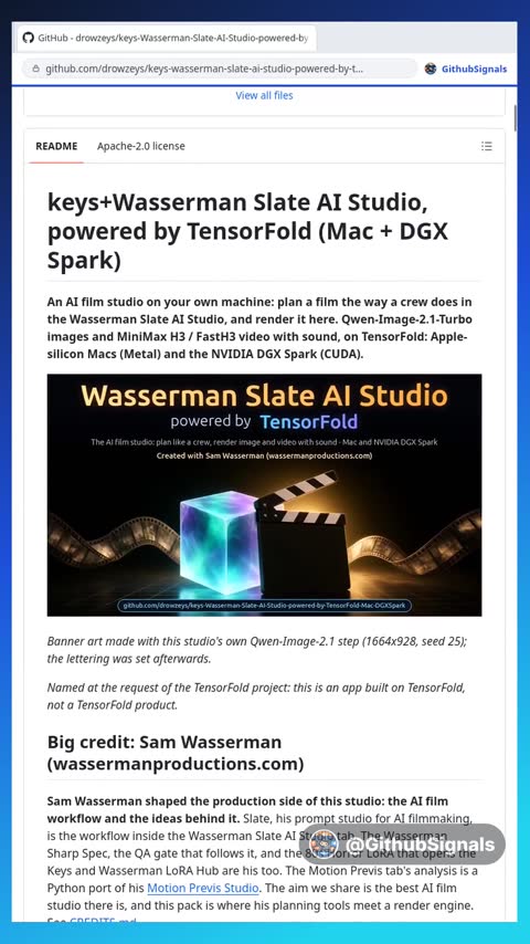 Video preview for drowzeys/keys-wasserman-slate-ai-studio-powered-by-tensorfold-mac-dgxspark