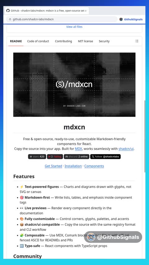 Video preview for shadcn-labs/mdxcn