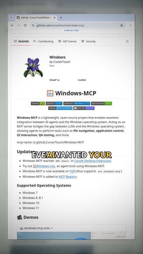Video preview for cursortouch/windows-mcp