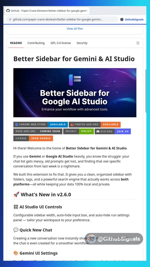 Video preview for paper-crane-devteam/better-sidebar-for-google-gemini-and-ai-studio