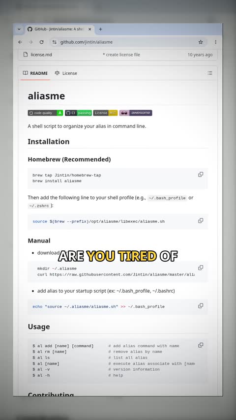 Video preview for jintin/aliasme