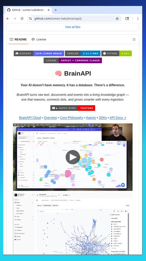 Video preview for lumen-labs/brainapi2