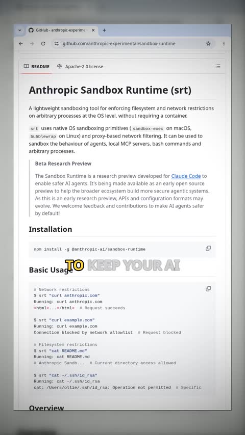 Video preview for anthropic-experimental/sandbox-runtime