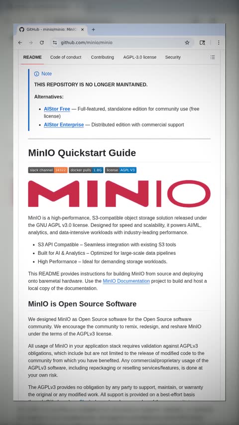 Video preview for minio/minio