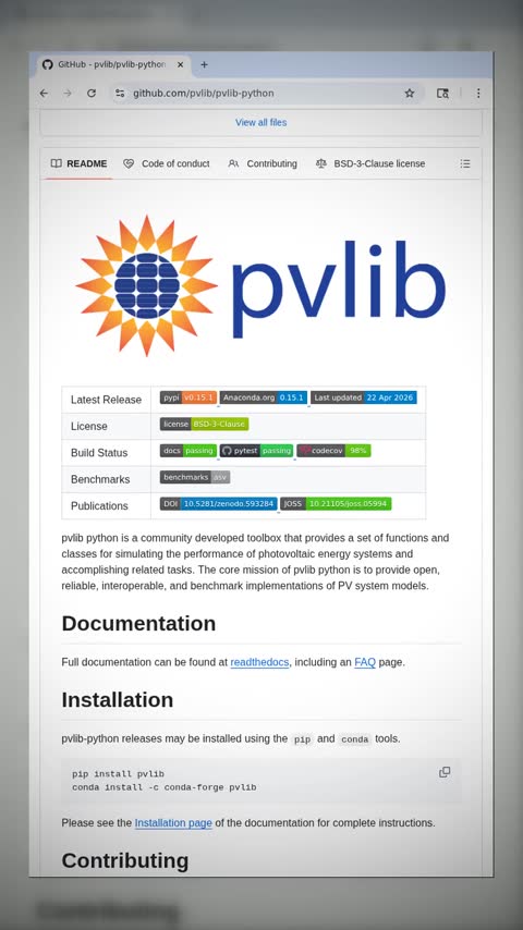 Video preview for pvlib/pvlib-python