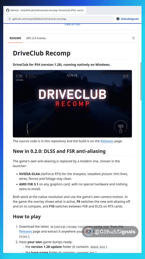 Video preview for overkilllabs3/driveclub-recomp