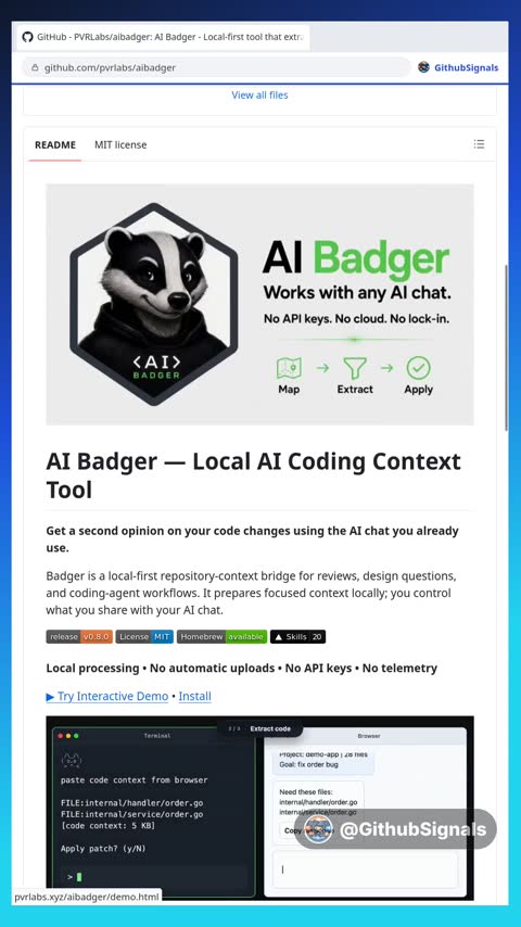 Video preview for pvrlabs/aibadger
