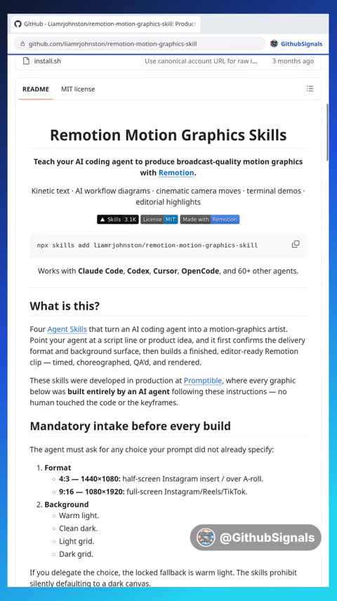 Video preview for liamrjohnston/remotion-motion-graphics-skill