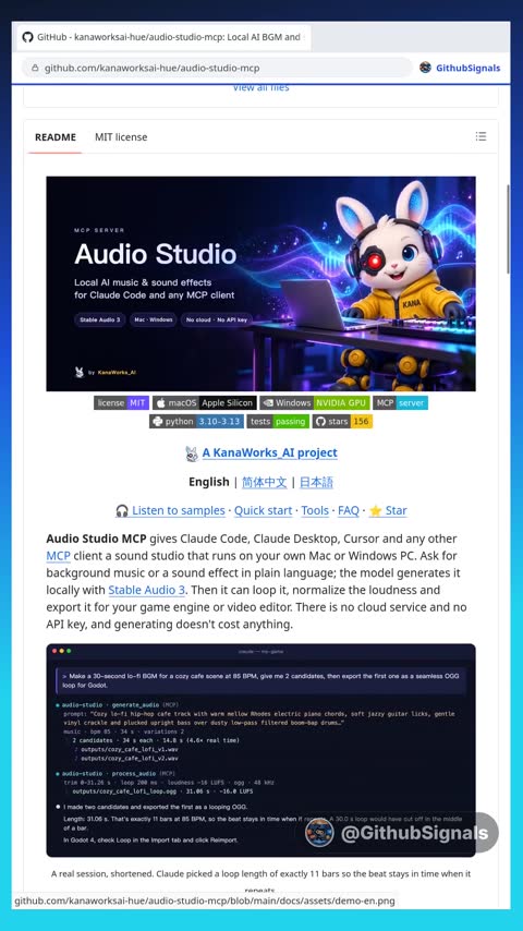 Video preview for kanaworksai-hue/audio-studio-mcp