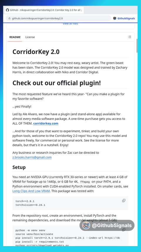 Video preview for nikopueringer/corridorkey2.0