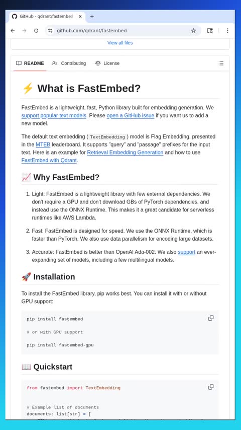 Video preview for qdrant/fastembed