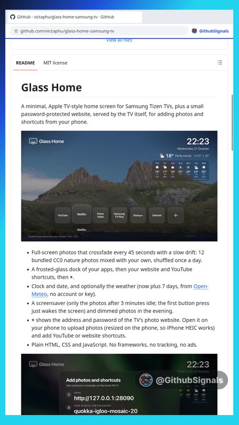 Video preview for victaphu/glass-home-samsung-tv
