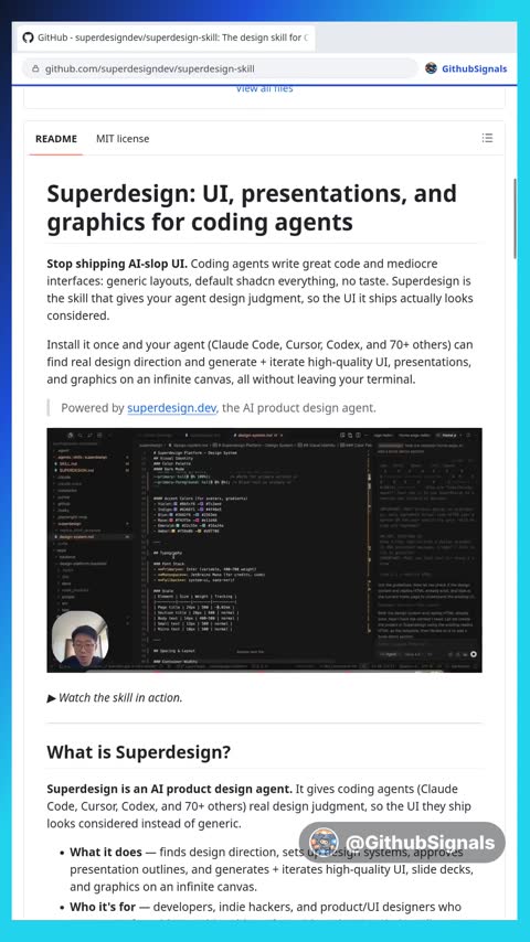 Video preview for superdesigndev/superdesign-skill