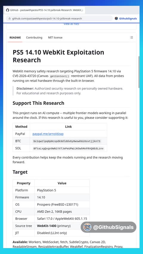 Video preview for pastawithpesto/ps5-14.10-jailbreak-research
