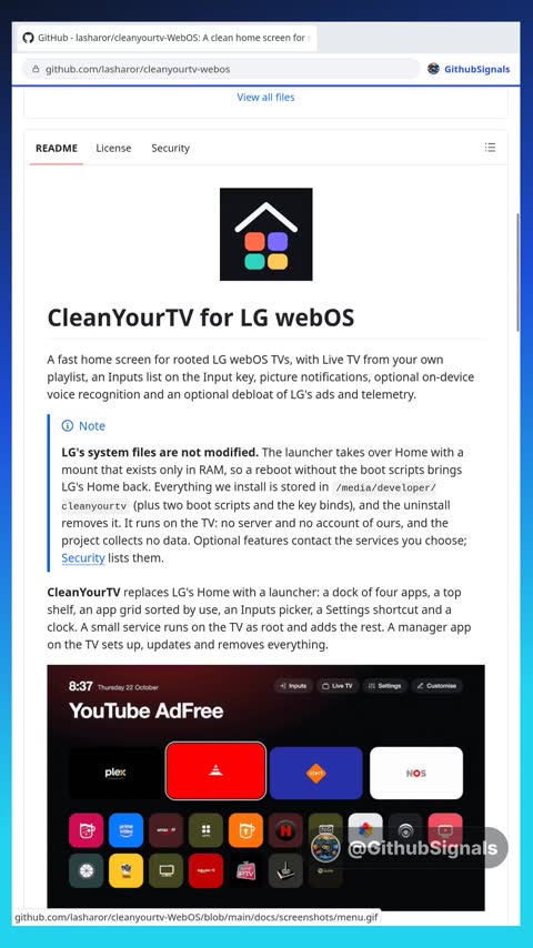Video preview for lasharor/cleanyourtv-webos