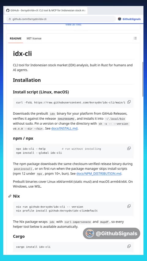 Video preview for 0xrsydn/idx-cli