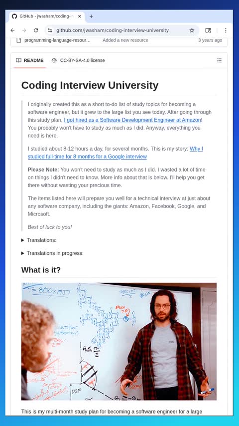 Video preview for jwasham/coding-interview-university