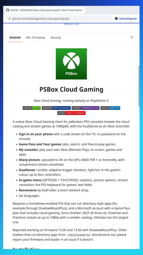 Video preview for rafaelngp/xbox-cloud-gaming-ps5
