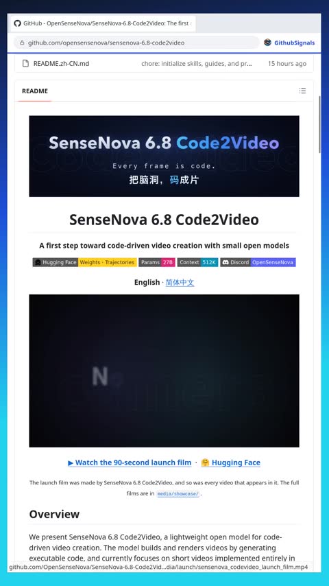Video preview for opensensenova/sensenova-6.8-code2video