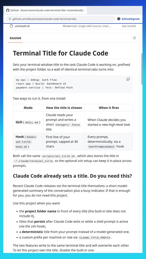 Video preview for bluzername/claude-code-terminal-title