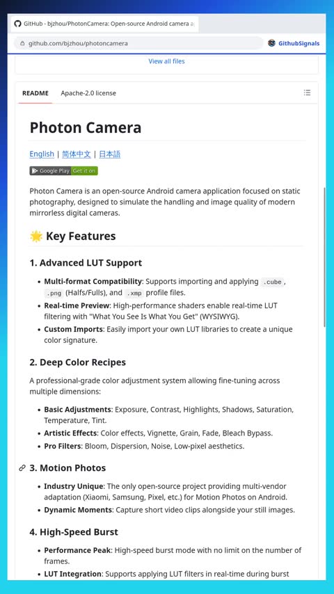Video preview for bjzhou/photoncamera