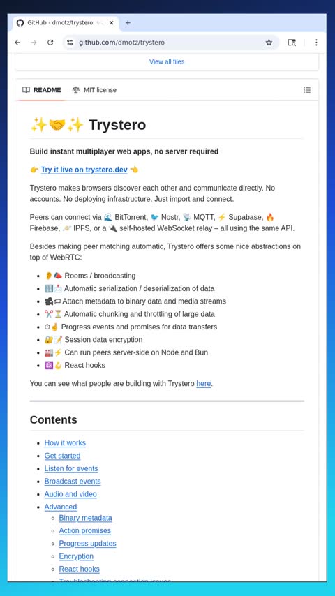 Video preview for dmotz/trystero