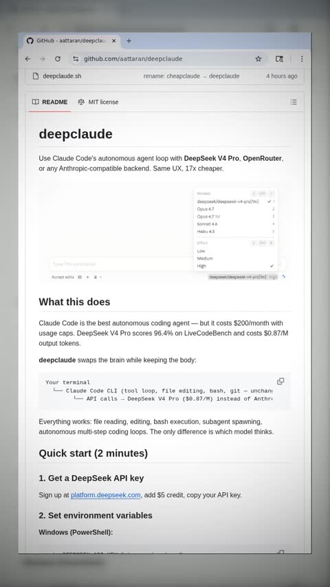 Video preview for aattaran/deepclaude