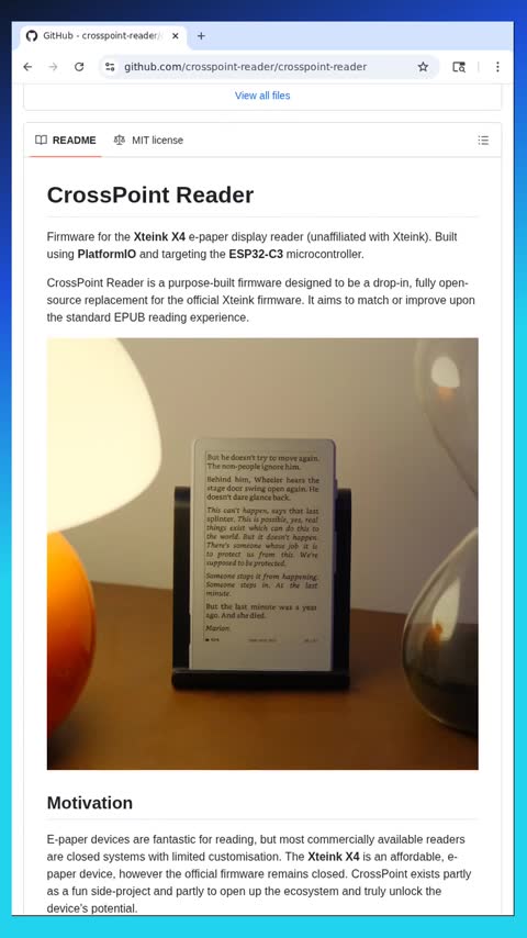 Video preview for crosspoint-reader/crosspoint-reader