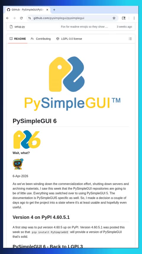Video preview for pysimplegui/pysimplegui
