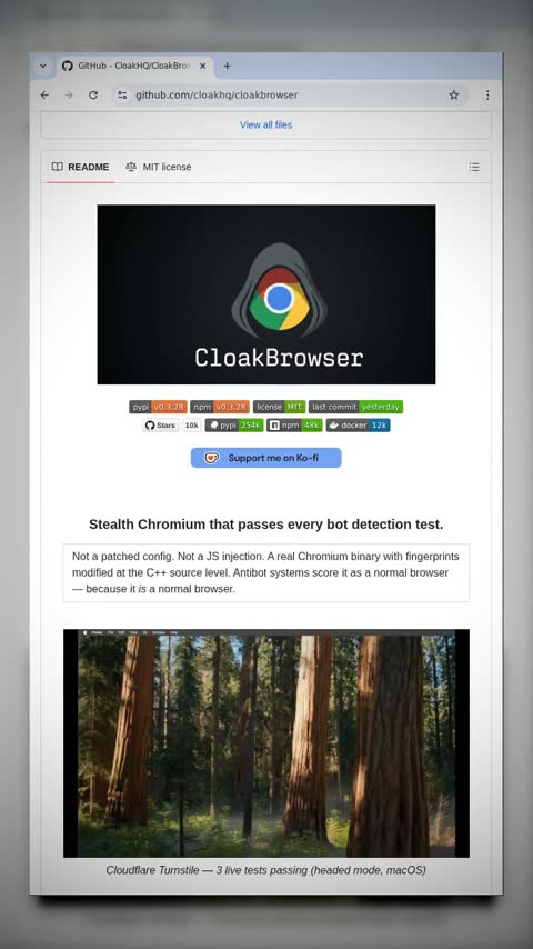 Video preview for cloakhq/cloakbrowser