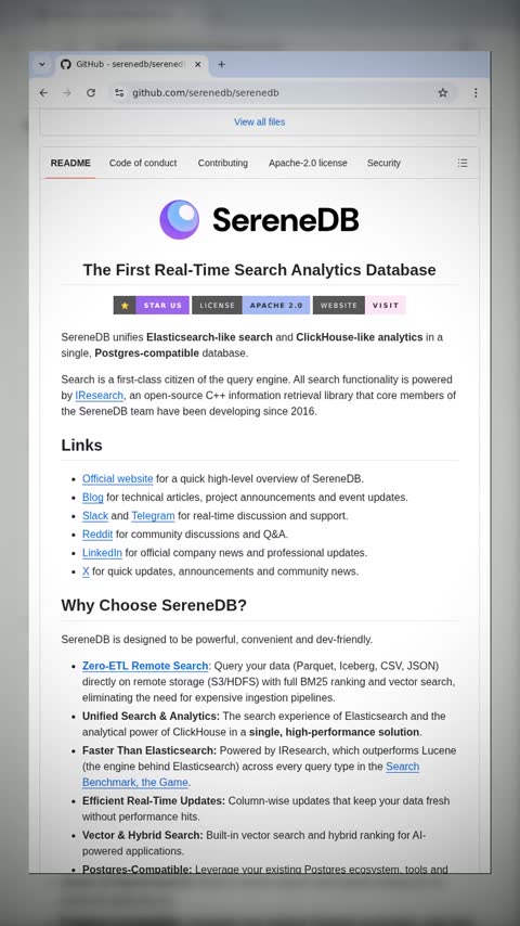 Video preview for serenedb/serenedb
