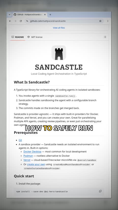 Video preview for mattpocock/sandcastle
