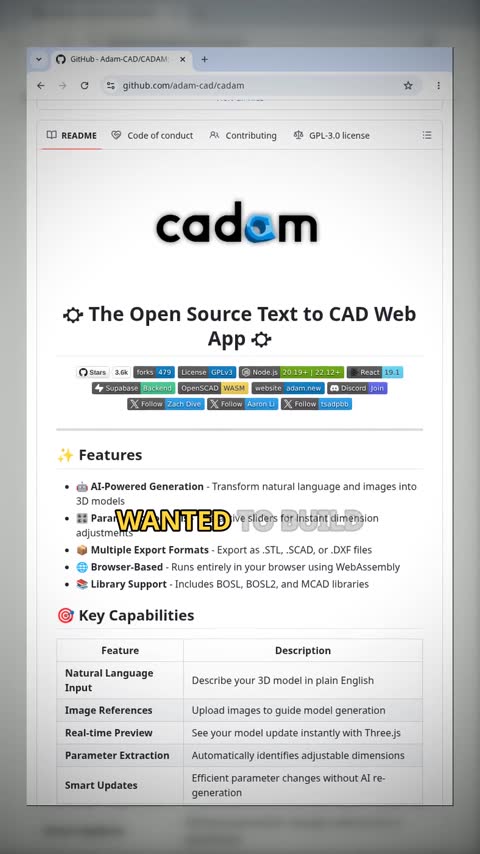 Video preview for adam-cad/cadam