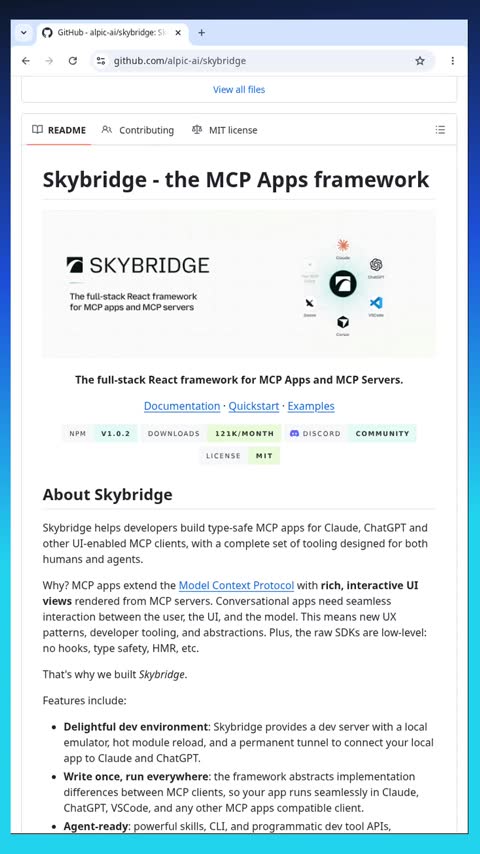 Video preview for alpic-ai/skybridge