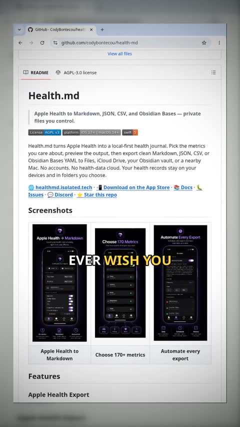 Video preview for codybontecou/health-md