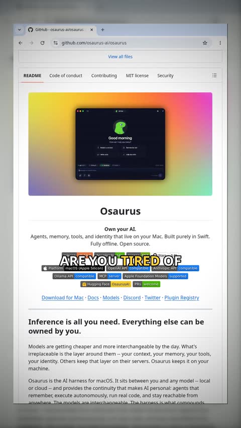 Video preview for osaurus-ai/osaurus
