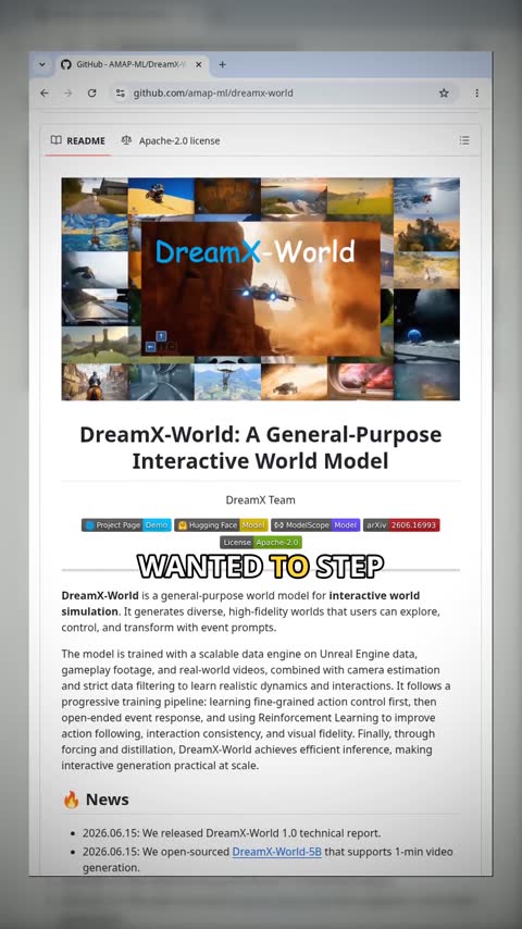 Video preview for amap-ml/dreamx-world