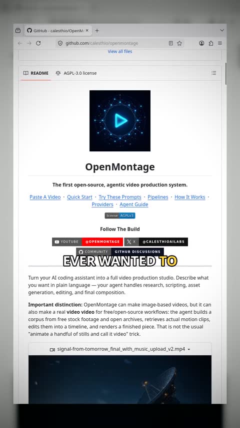 Video preview for calesthio/openmontage