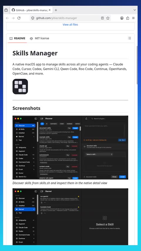 Video preview for yibie/skills-manager