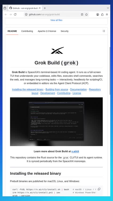 Video preview for xai-org/grok-build